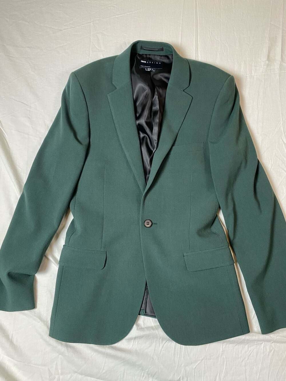 ASOS Men's Dark Green Two-Piece Suit, Size 46 , Slim Fit, One Button